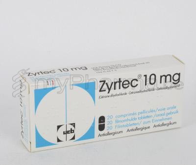 ZYRTEC 10 MG  20 TABL  (geneesmiddel)