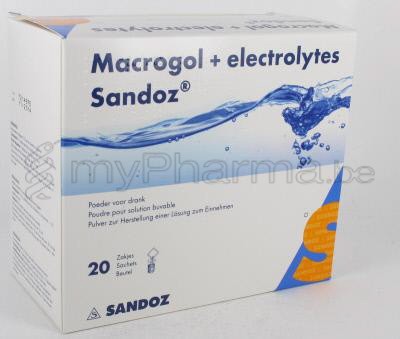MACROGOL + ELEKTROLYTEN SANDOZ CITROENSMAAK 13,7 G 20 ZAKJES (geneesmiddel)